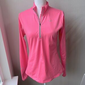 Women’s Neon Pink Nike Dri-Fit Quarter Zip Size Small